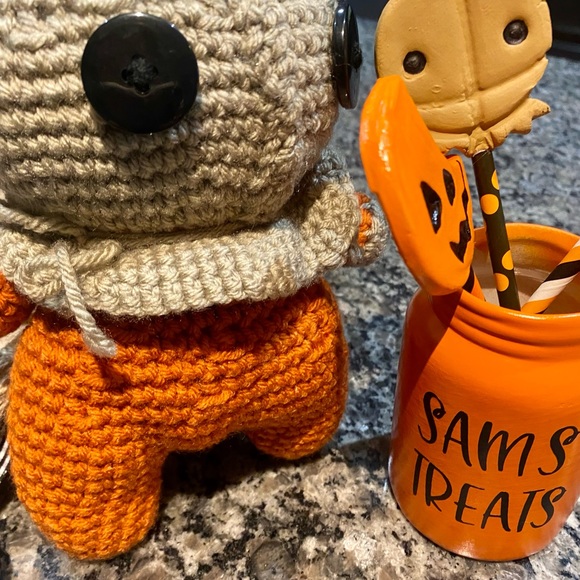 Handmade Sam Trick or Treat. Comes with handmade faux suckers & jar! Adorable! - Picture 2 of 6